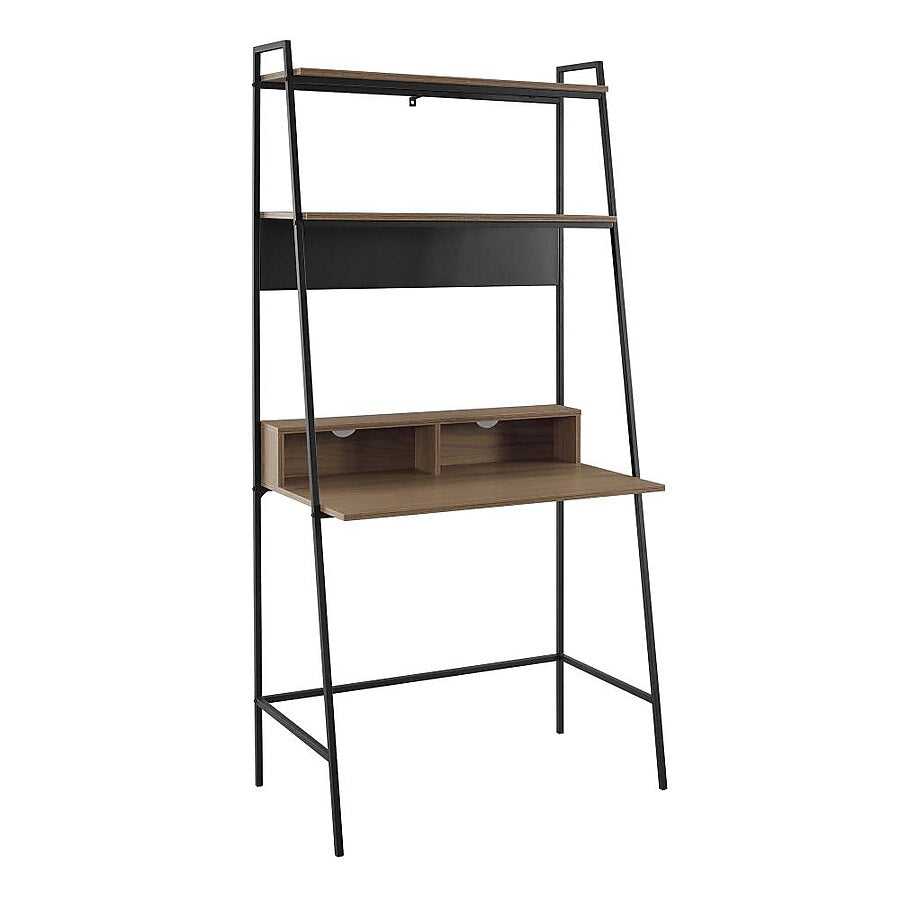 Walker Edison 36-in Walnut Ladder Desk Hutch