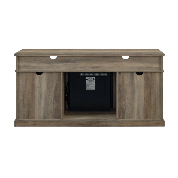 Farmhouse Barn Door Tall Fireplace TV Stand for TVs up to 70", Grey Wash
