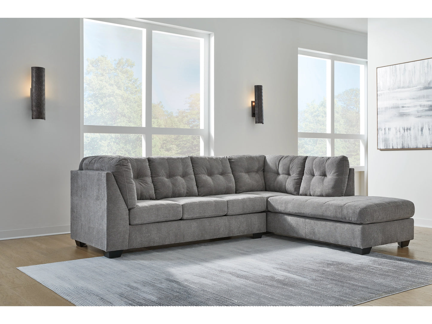 Ashley Furniture Marleton 2-Piece Sectional with Chaise, Grey