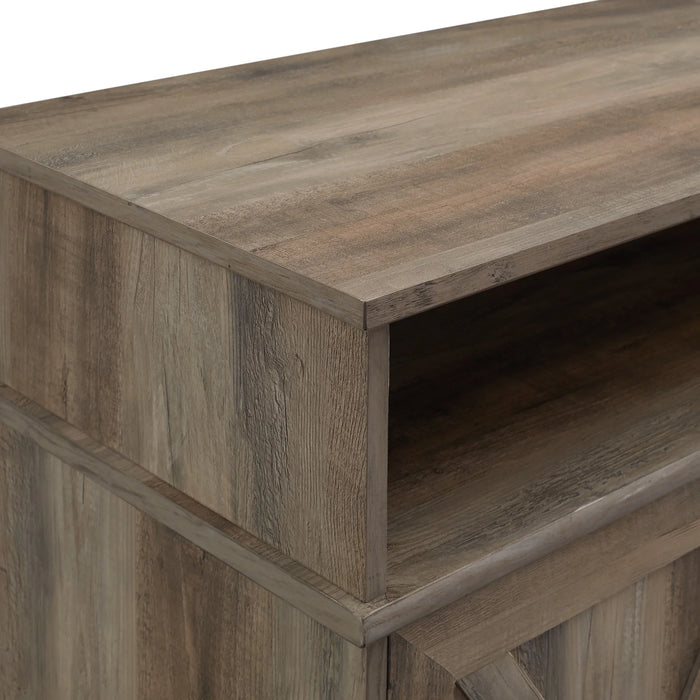 Farmhouse Barn Door Tall Fireplace TV Stand for TVs up to 70", Grey Wash