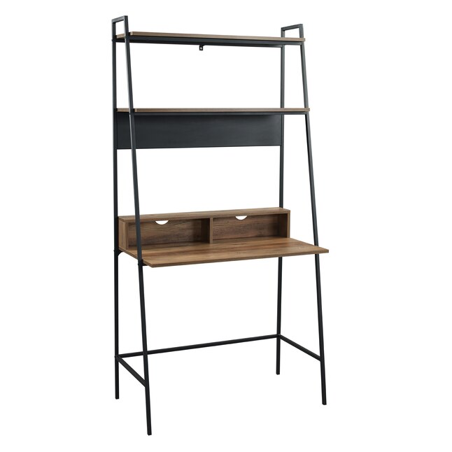 Walker Edison 36-in Walnut Ladder Desk Hutch