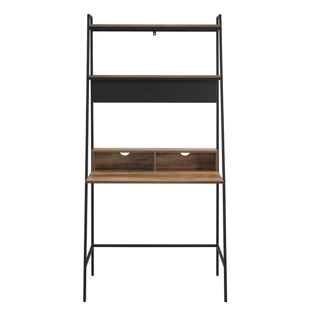 Walker Edison 36-in Walnut Ladder Desk Hutch