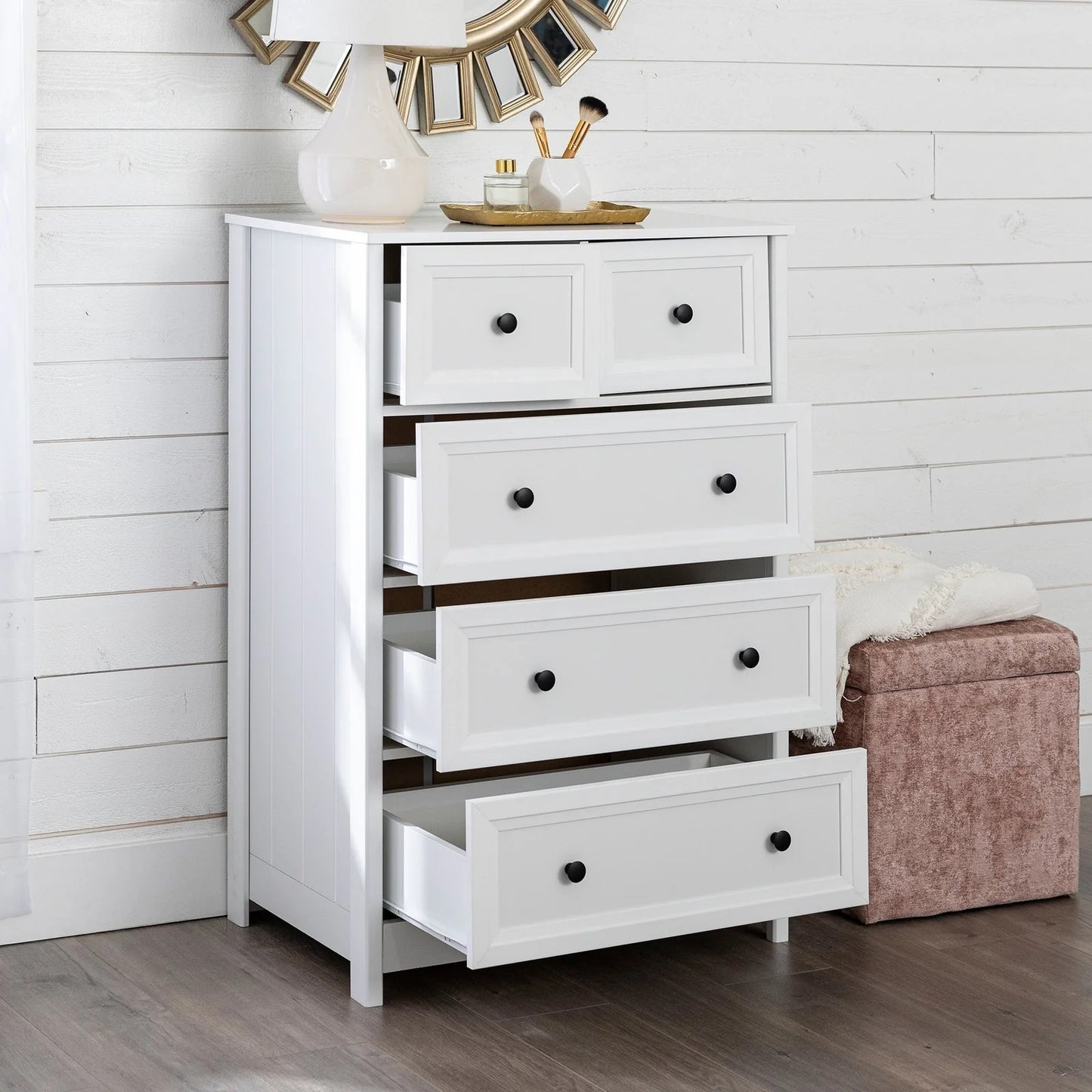 5 Drawer Dresser Chest, White