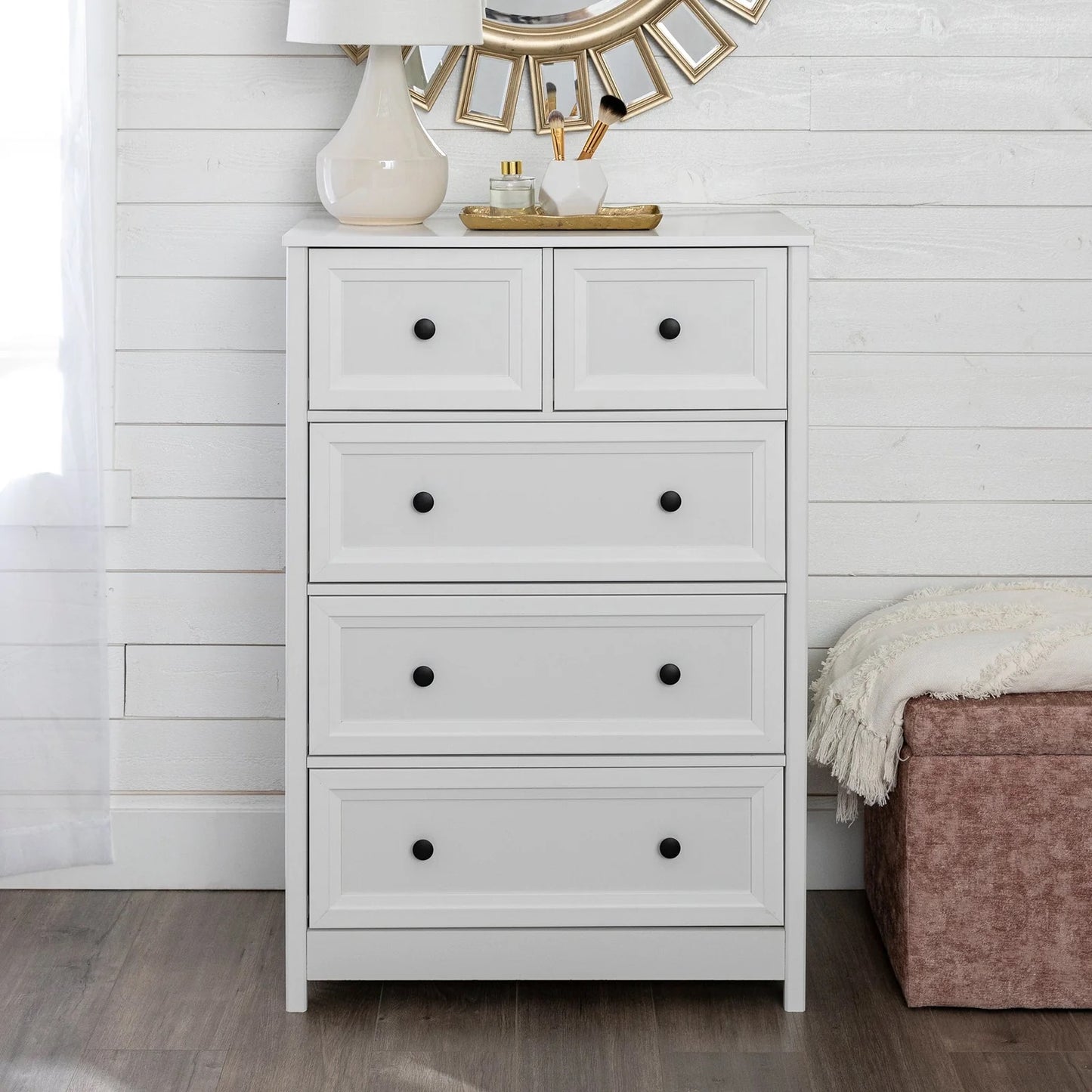 5 Drawer Dresser Chest, White