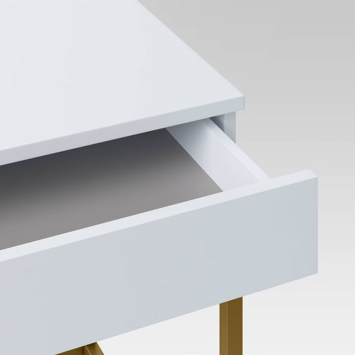 Wood Writing Desk with Drawers and Charging Station