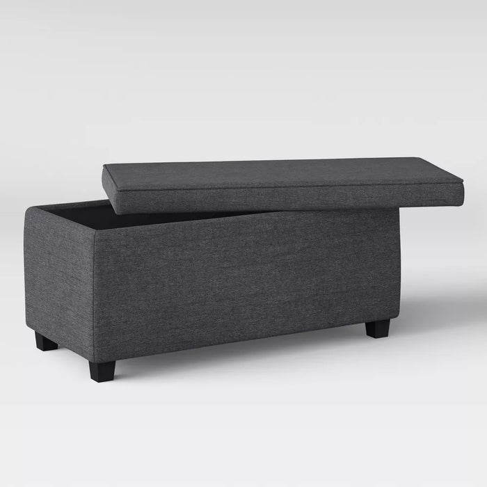 Double Storage Dorm Ottoman Dark Gray