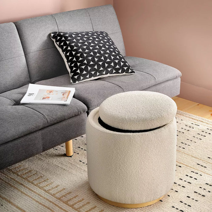 Round Upholstered Storage Ottoman