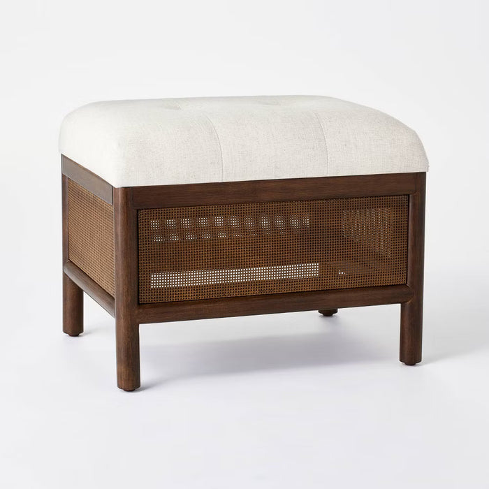 Woodspring Cane Base Ottoman Dark Walnut/Cream
