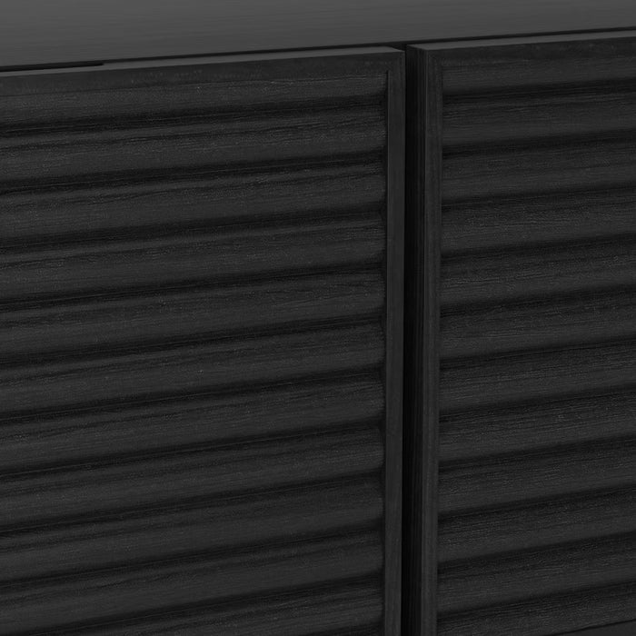 Fluted TV Stand Entertainment Center with Adjustable Shelves