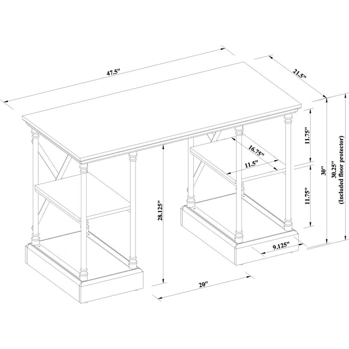 Conway Wood Writing Desk with Storage Gray