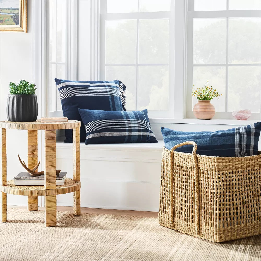 Costa Mesa Round Rattan Wrapped Accent Table Tan
