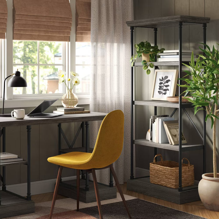 Conway Wood Writing Desk with Storage Gray