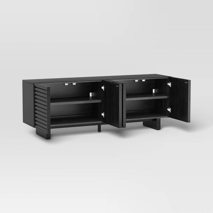 Fluted TV Stand Entertainment Center with Adjustable Shelves