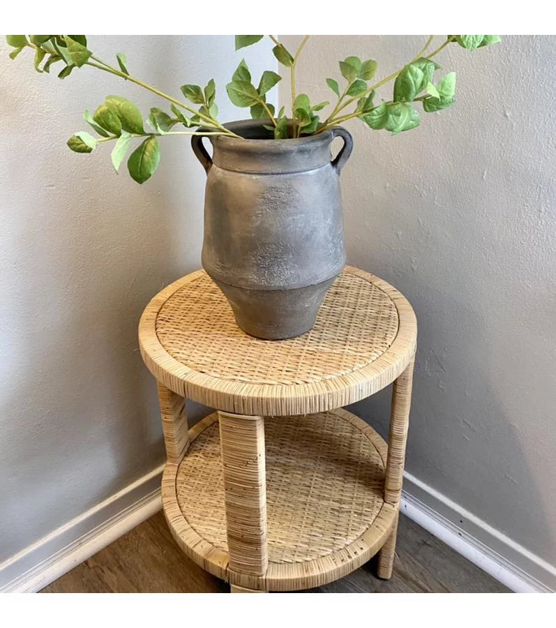 Costa Mesa Round Rattan Wrapped Accent Table Tan
