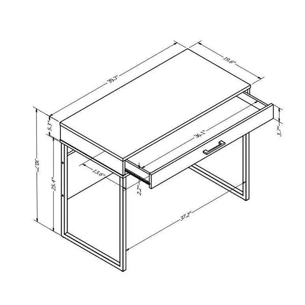 Mixed Material Writing Desk Gray