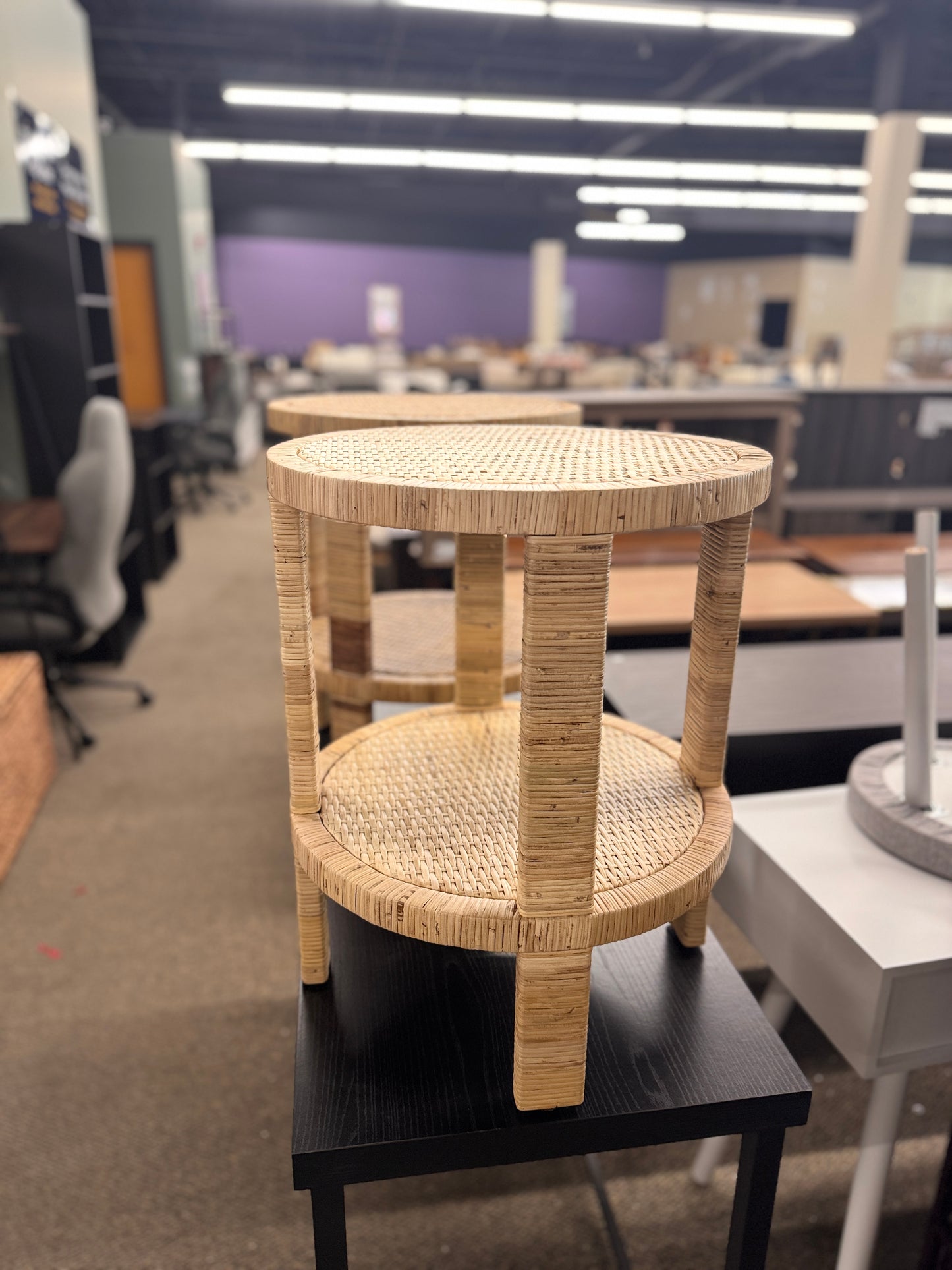 Costa Mesa Round Rattan Wrapped Accent Table Tan