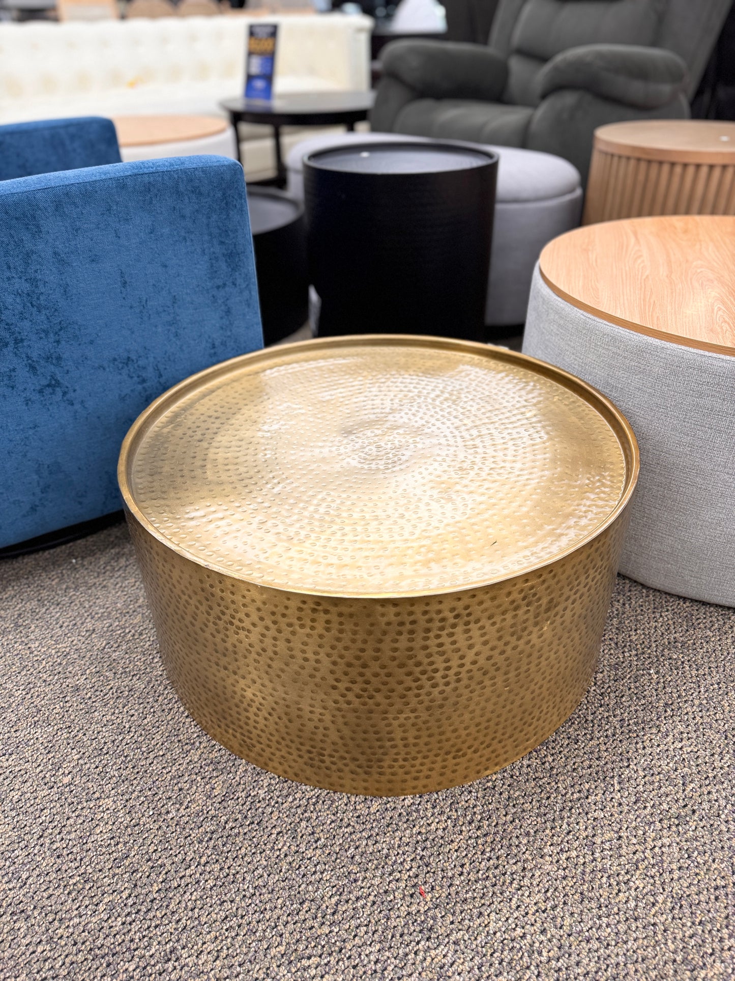 Manila Round Hammered Drum Coffee Table