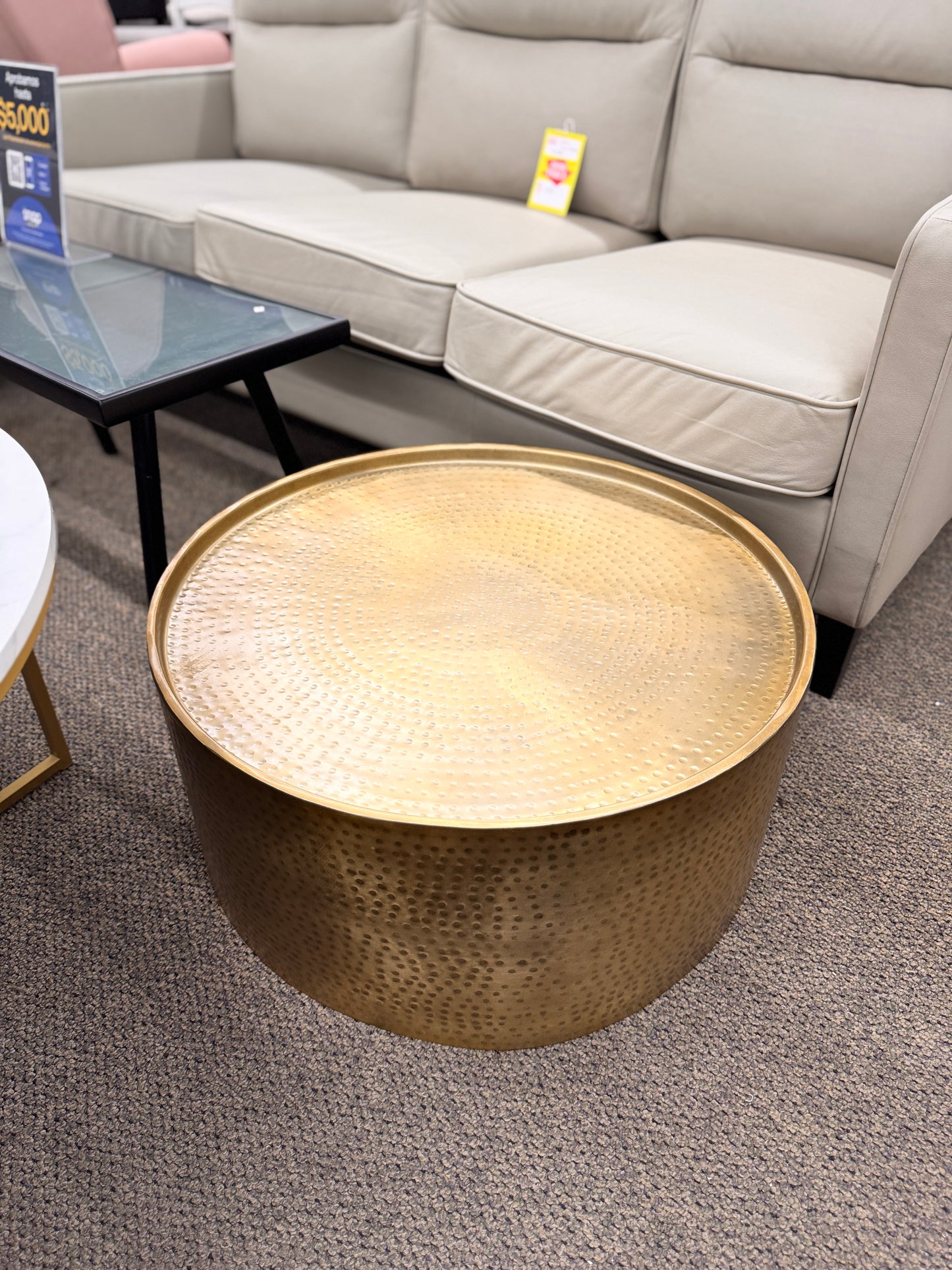 Manila Round Hammered Drum Coffee Table