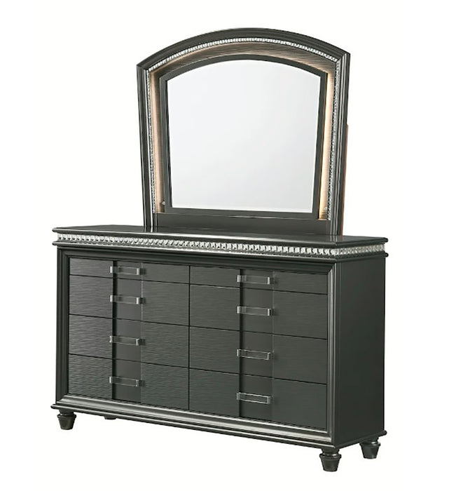 Crown Mark Furniture Adira Dresser Mirror in Silver