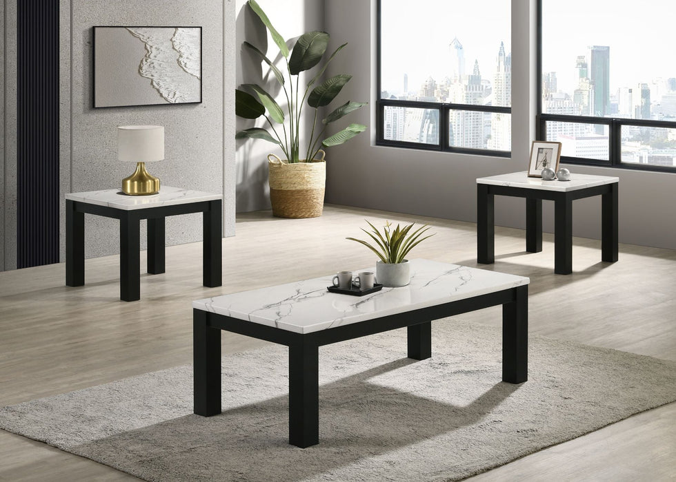 Ivy Brown Faux Marble 3-Piece Coffee Table Set