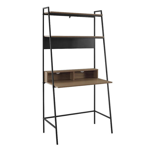 Walker Edison 36-in Walnut Ladder Desk Hutch