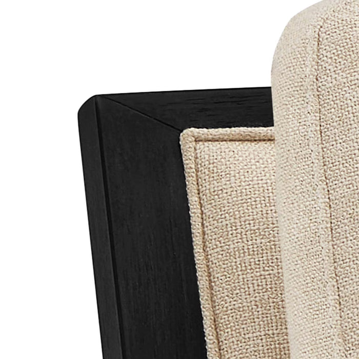 Linen Accent Chair, Espresso Wood