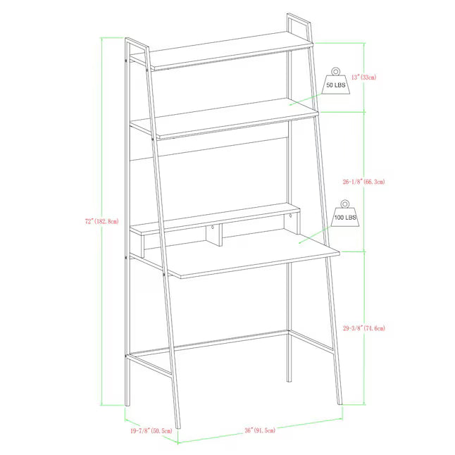 36-in Brown Modern/Contemporary Ladder Desk Hutch Included