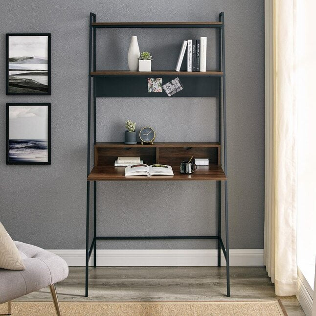 36-in Brown Modern/Contemporary Ladder Desk Hutch Included