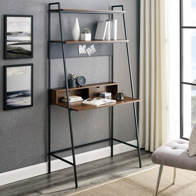 36-in Brown Modern/Contemporary Ladder Desk Hutch Included