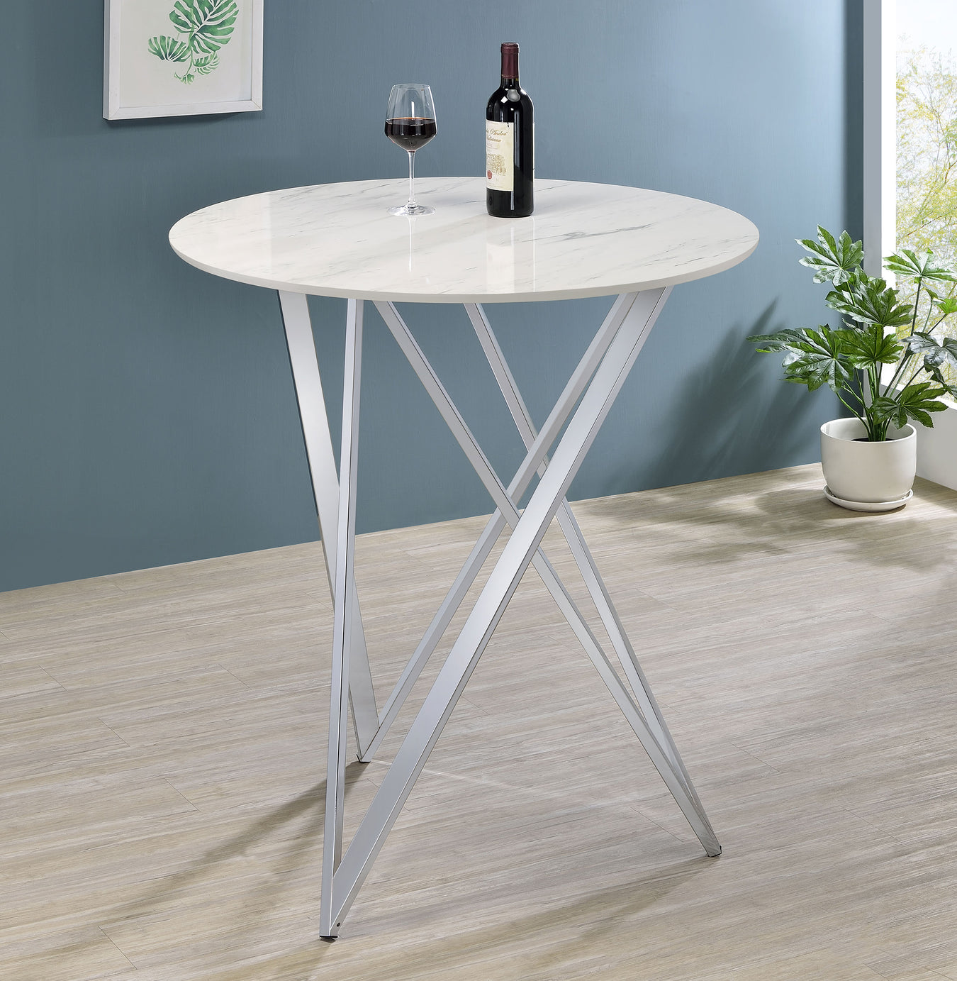 Faux White Marble / Chrome