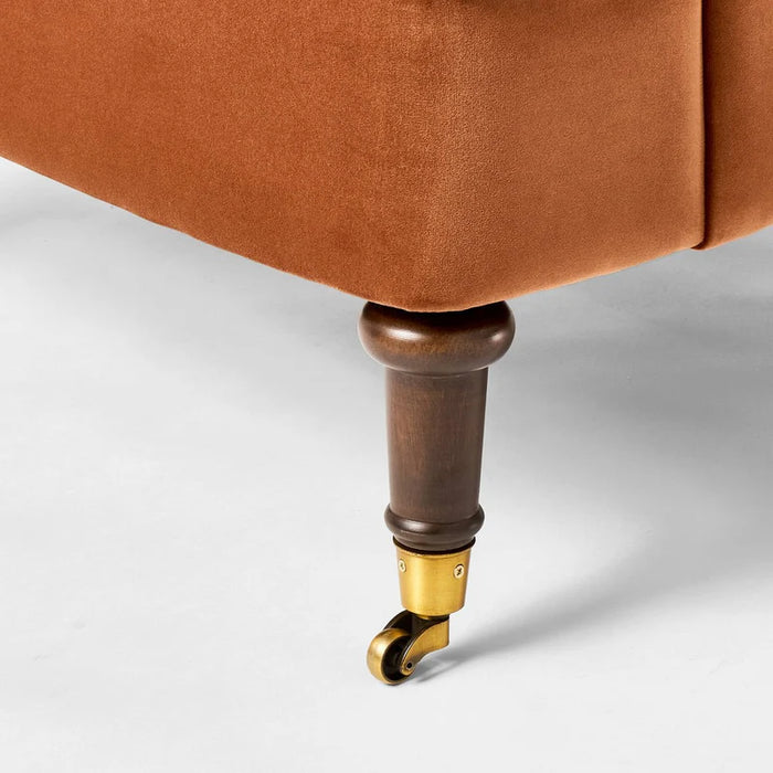 Mercer Rolled Upholstered Armchair with Casters Rust