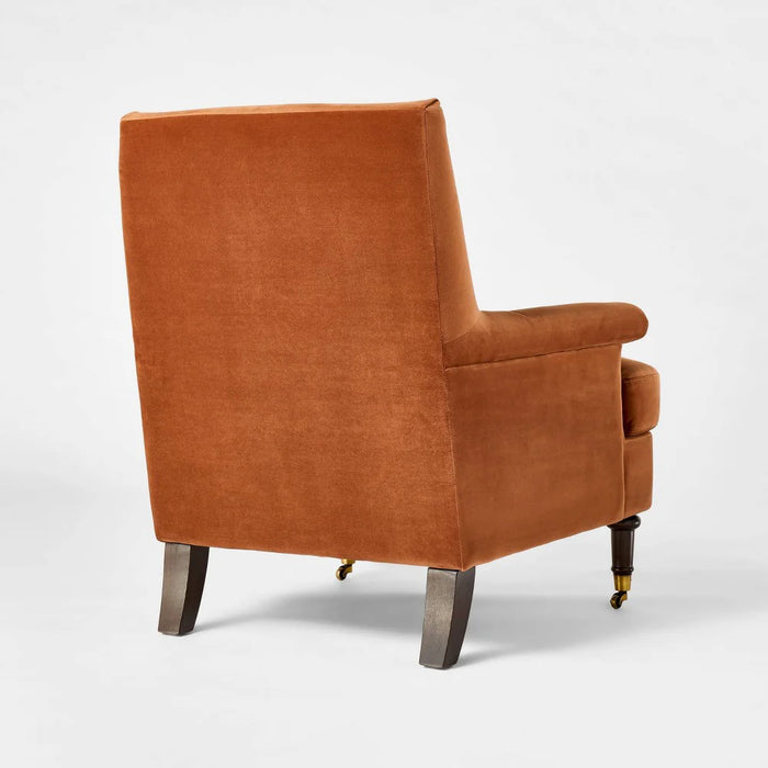 Mercer Rolled Upholstered Armchair with Casters Rust