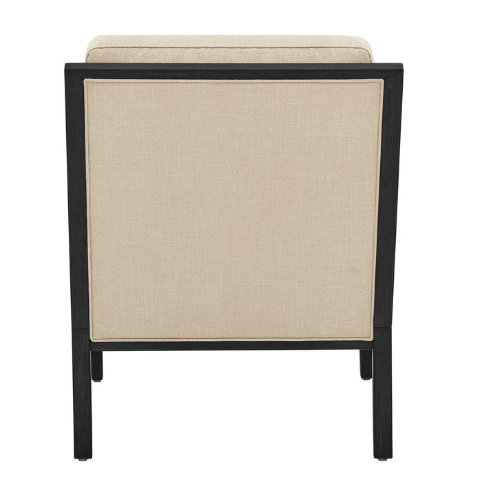 Linen Accent Chair, Espresso Wood