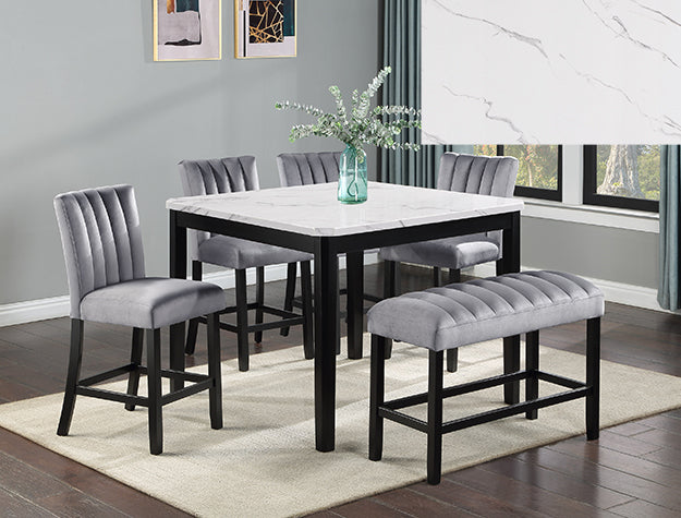 Pascal Black/Gray Square Counter Height Dining Set