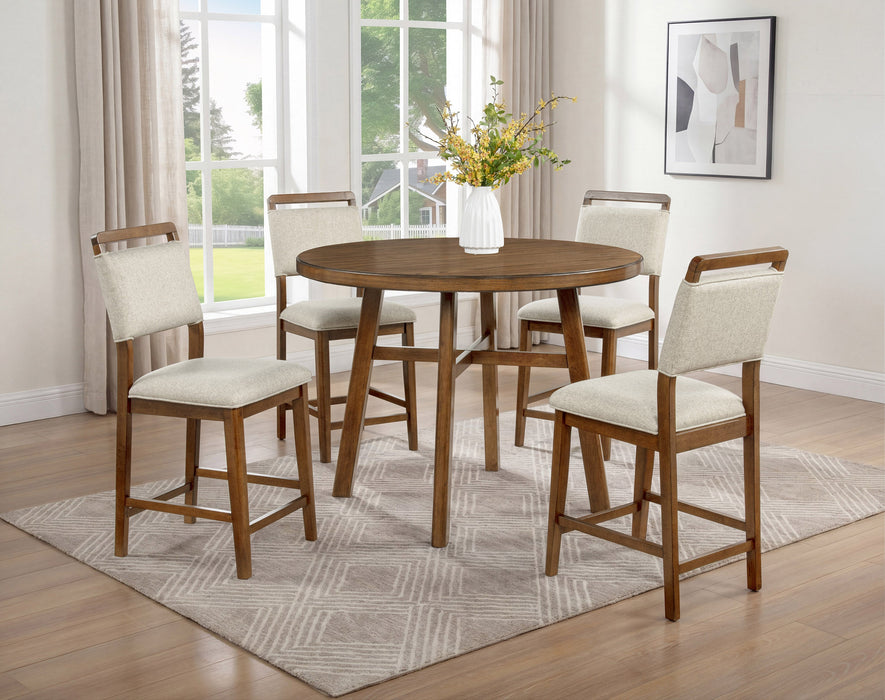 Blanche Brown 5-Piece Round Counter Height Set