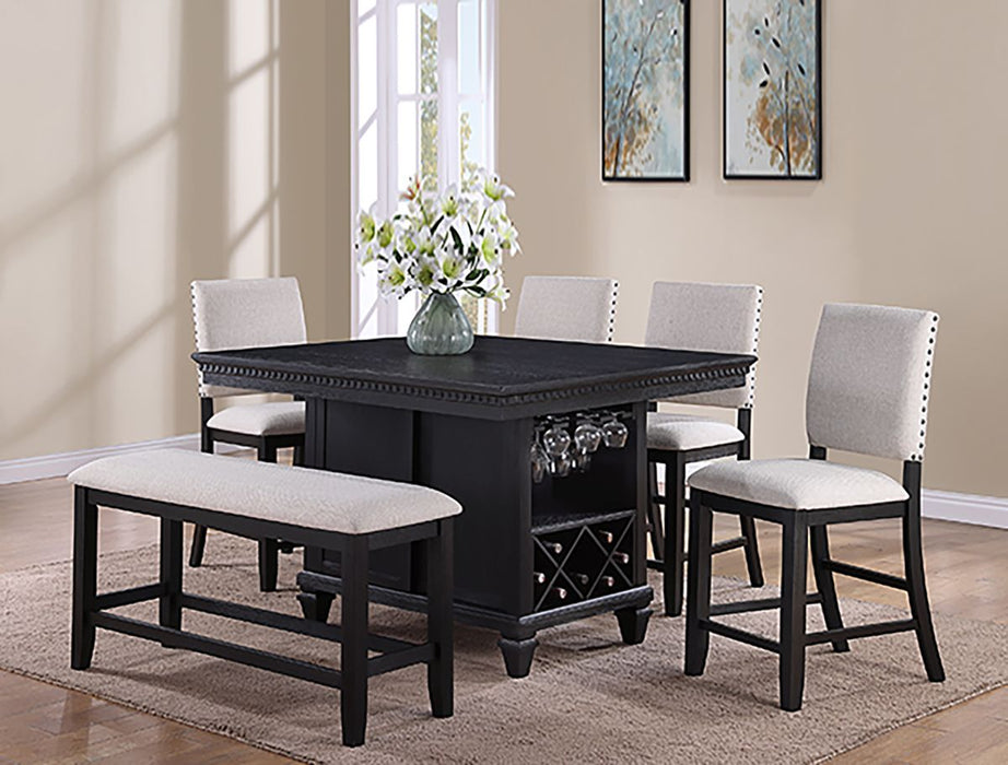 Crown Mark Furniture Regent Counter Height Bench in Black