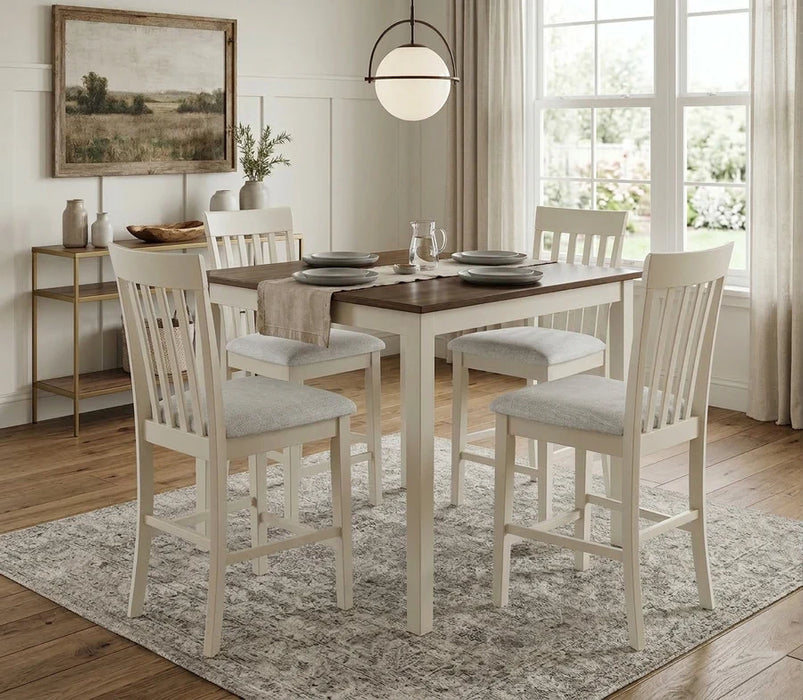 Brody White/Brown 5-Piece Counter Height Set