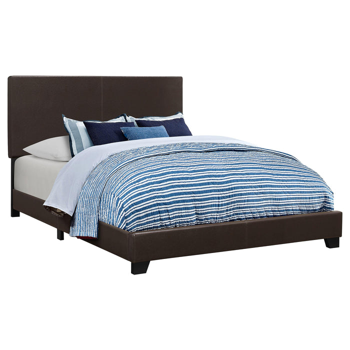 Dorian Upholstered California King, E.King, & Queen Bed Black, Brown, & Grey