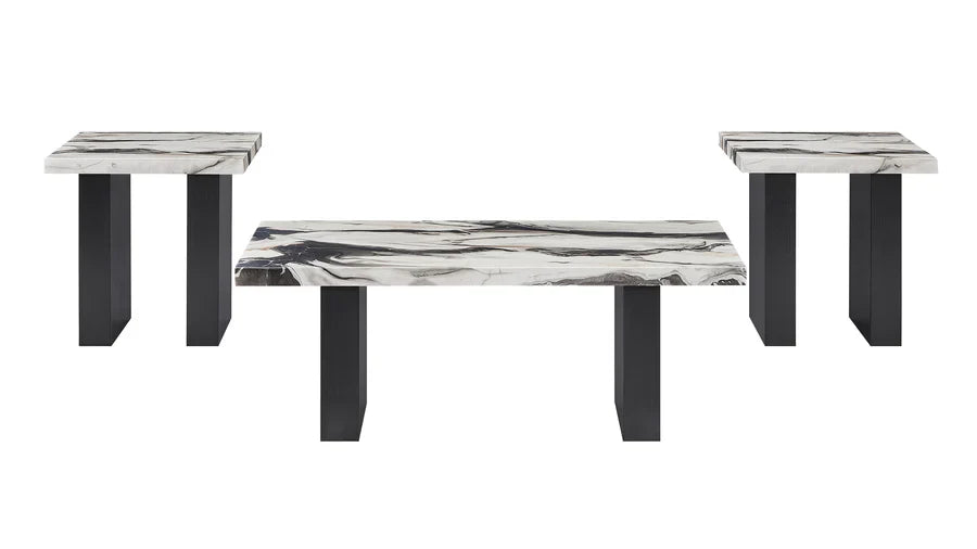 Vega Multi-Color Faux Marble 3-Piece Cocktail Set