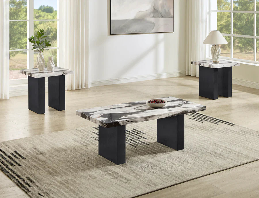 Vega Multi-Color Faux Marble 3-Piece Cocktail Set