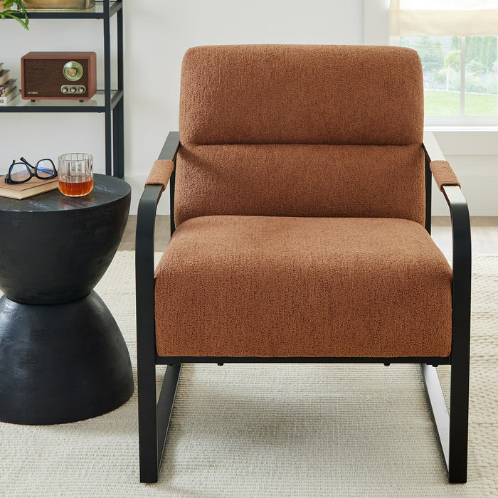 Accent Chair, Rust Boucle