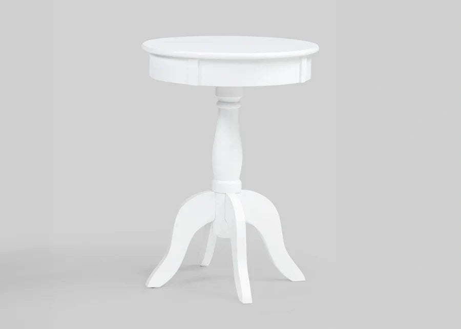 Romy White Chairside Round End table