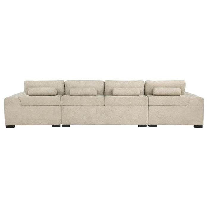 Cannella U-Shaped Double Chaise Upholstered Sectional Sofa Beige