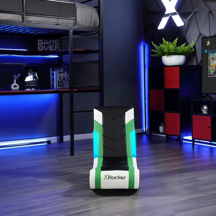 X Rocker Horizon RGB Lighting 2.0 Wired Floor Rocker Gaming Chair Green/Black