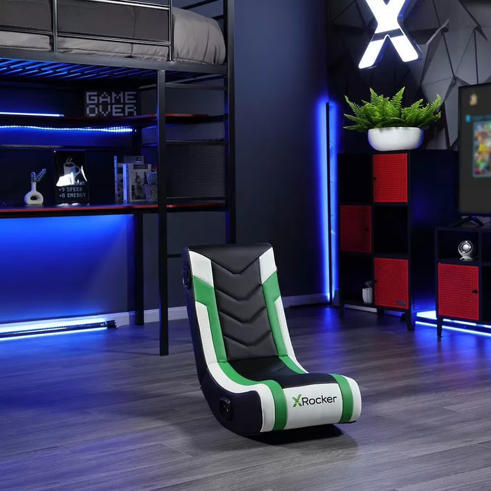 X Rocker Horizon RGB Lighting 2.0 Wired Floor Rocker Gaming Chair Green/Black