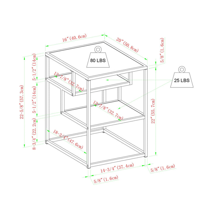 Contemporary Wood and Metal Tiered Side Table