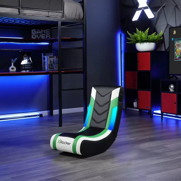 X Rocker Horizon RGB Lighting 2.0 Wired Floor Rocker Gaming Chair Green/Black
