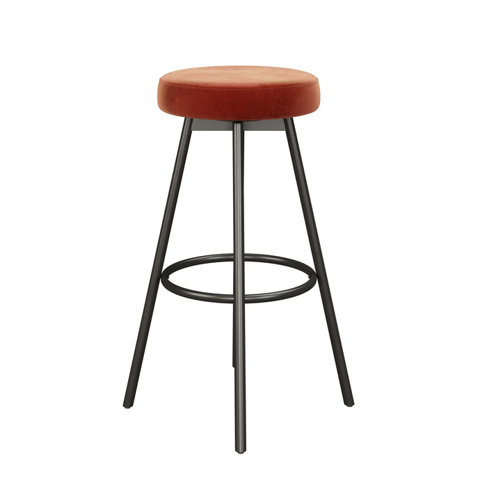 29 in. Rust Backless Glam Metal-Leg Cushioned Swivel Bar Stool with Velvet Seat (Set of 2)