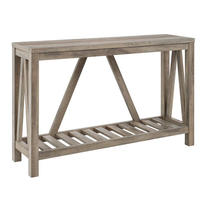 52" Rustic A-Frame Entryway Table with Open Shelf for Decor & Storage - Perfect Living Room Accent! - Grey Wash