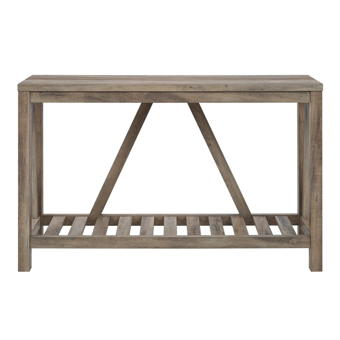 52" Rustic A-Frame Entryway Table with Open Shelf for Decor & Storage - Perfect Living Room Accent! - Grey Wash
